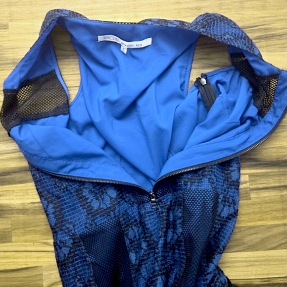 Rachel Roy Blue and Black Lace Midi Dress - Size 8 - Picture 6 of 7